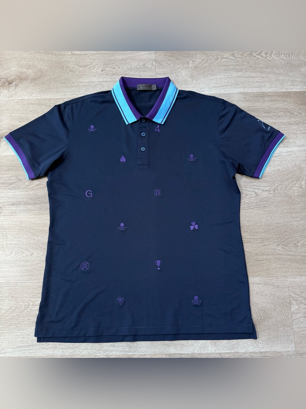 G/FORE AOP Skull Embroidered Shirt Golf Polo Stretch Performance Las Vegas Sz M